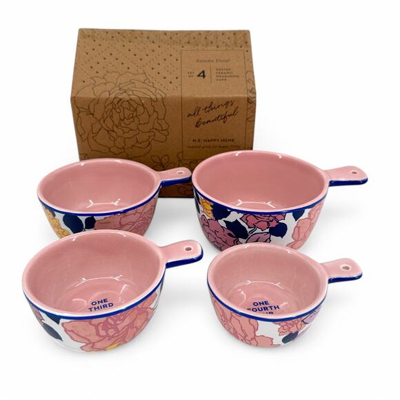 Margot Elena Nested Ceramic Measuring Cups Autumn Floral Set of 4 - Picture 2 of 5